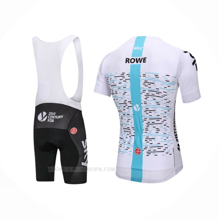 2018 Ropa Ciclismo Sky Blanco Azul Mangas Corta y Culotte Corto
